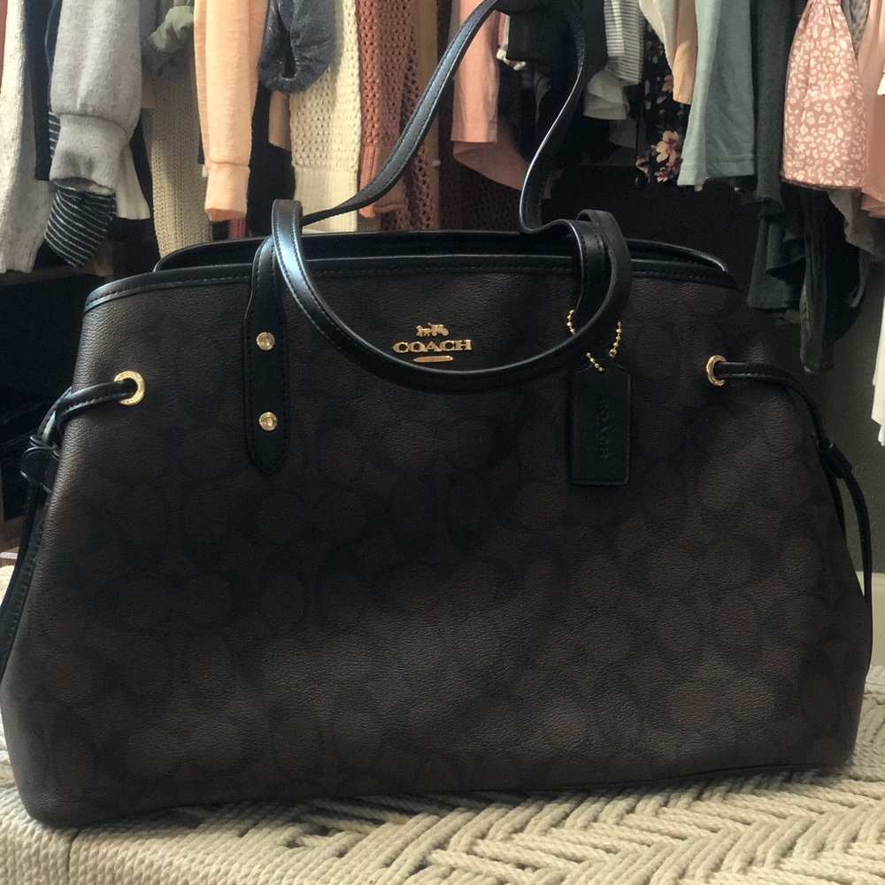 Coach signature drawstring carryall tote